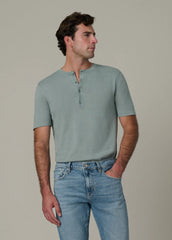 SHORT SLEEVE LINEN COTTON HENLEY