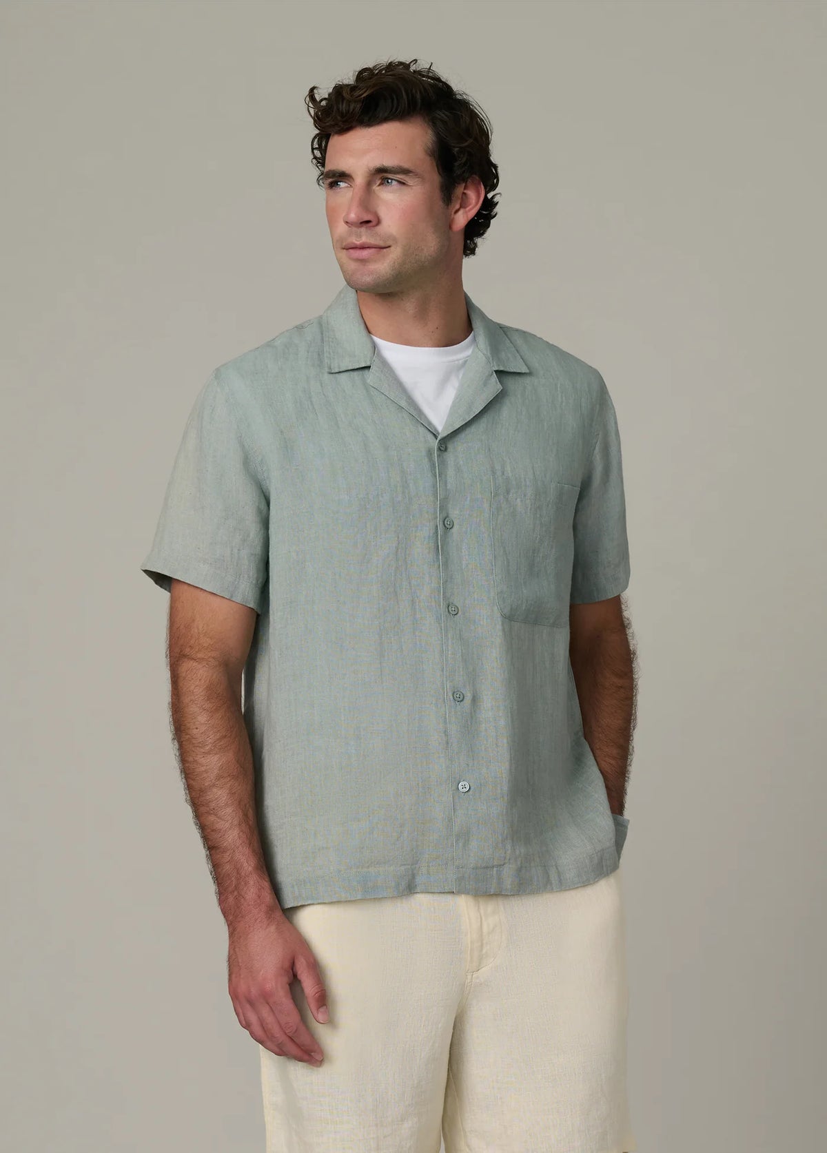SHORT SLEEVE CAMP COLLAR SHIRT