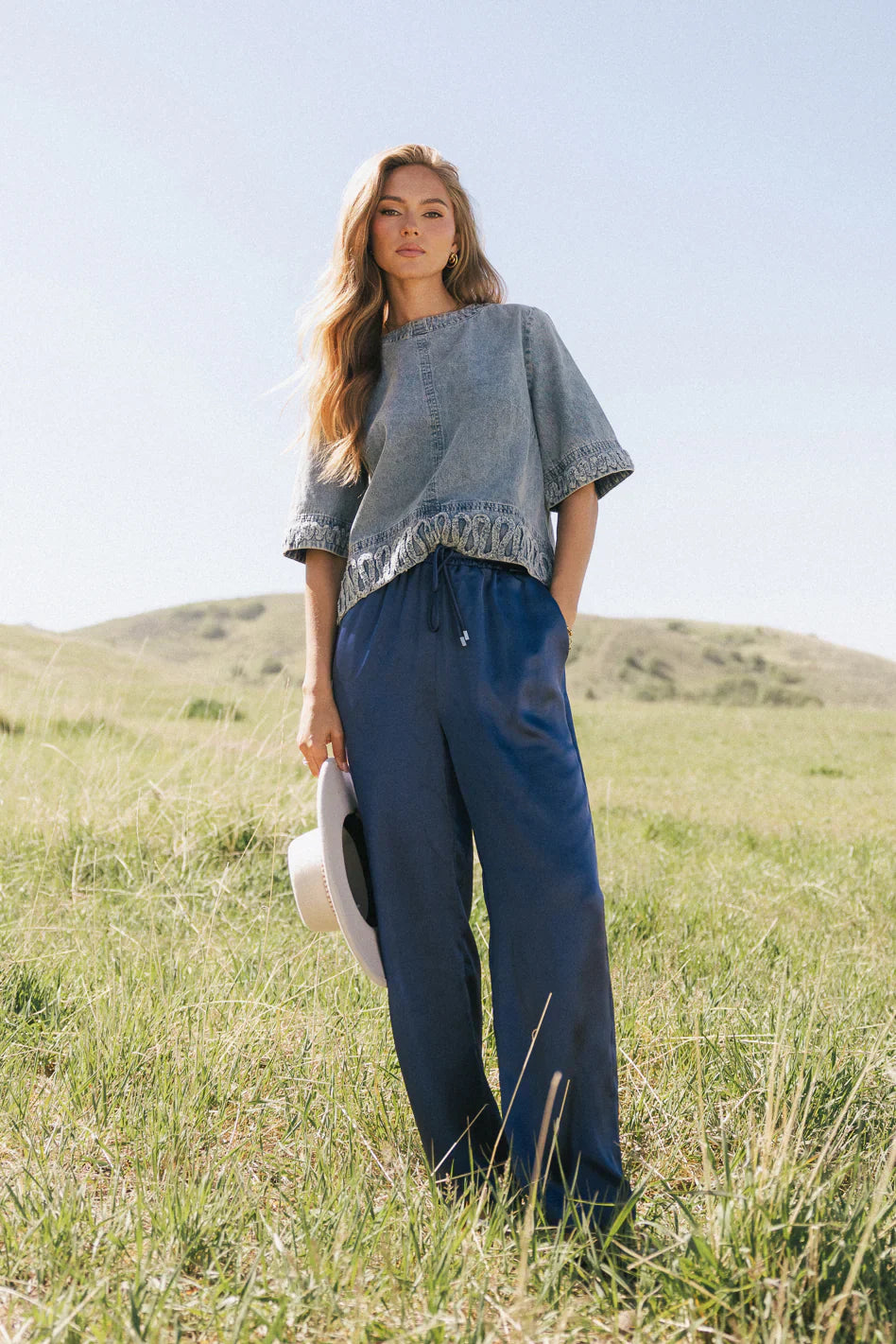 Jana Light Wash Denim Top