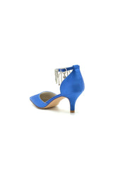Pointed Toe Ankle Strap Party Shoes with Rhinestone
