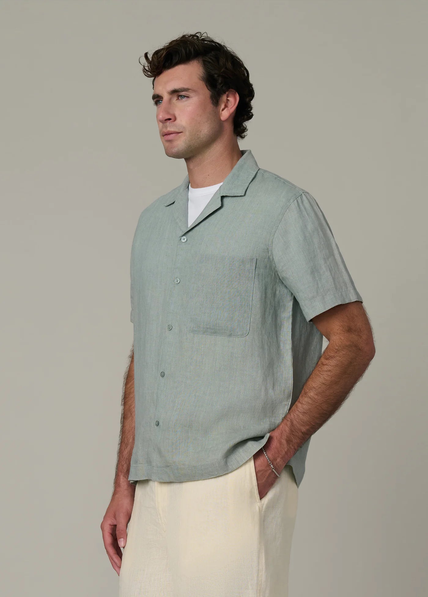 SHORT SLEEVE CAMP COLLAR SHIRT