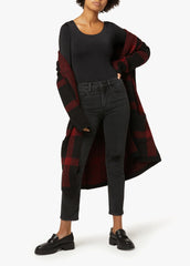 SOLANGE INTARSIA PLAID CARDIGAN