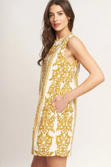 CITY GIRL WITH EDGE YELLOW MINI SHIFT DRESS