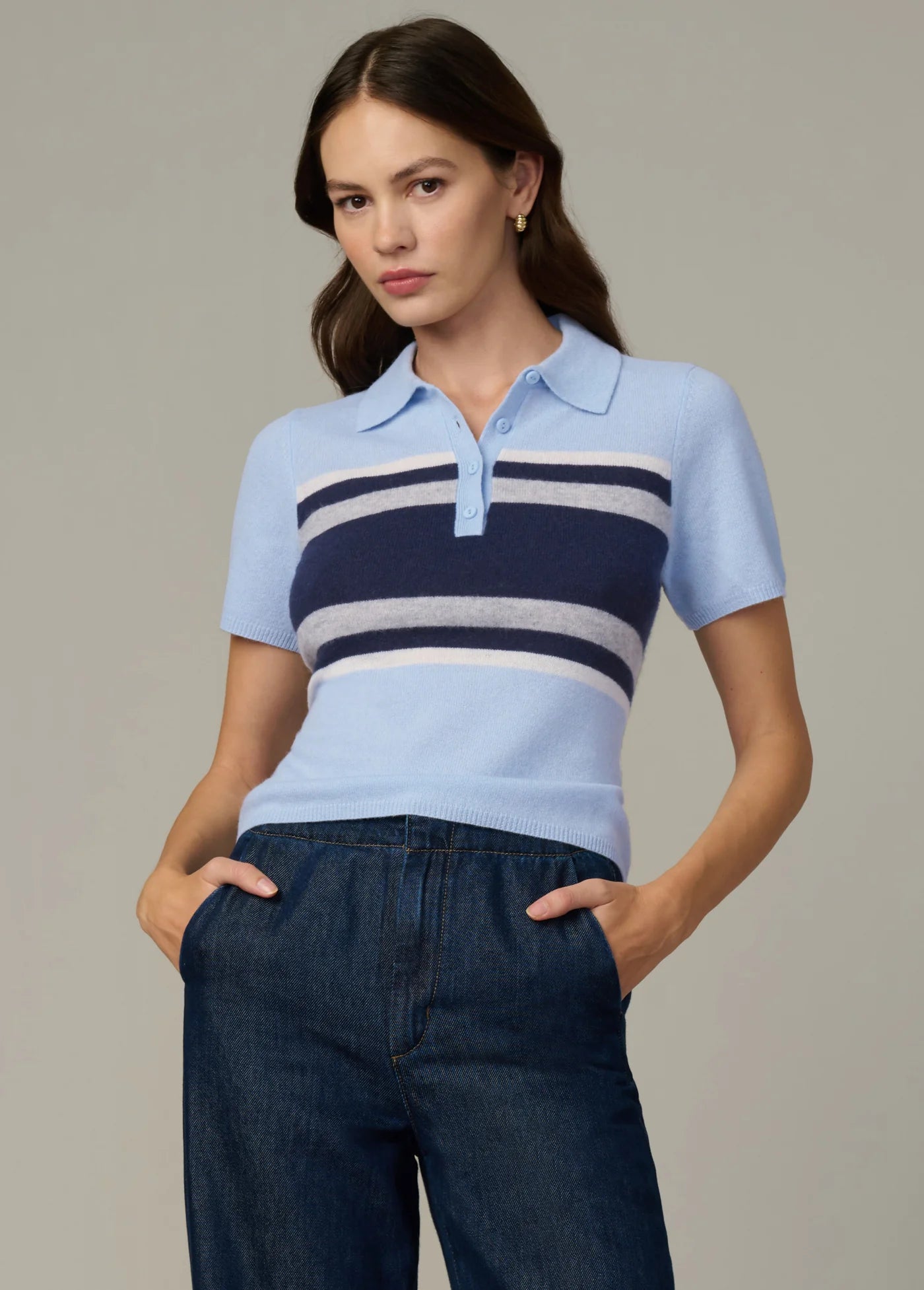 THE CASHMERE SHORT SLEEVE RUGBY POLO