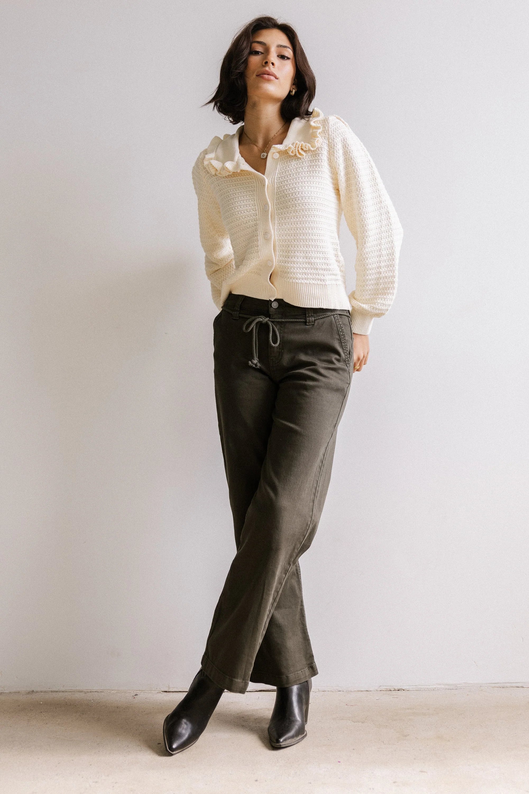 Maureen Collared Cardigan in Oatmeal FINAL SALE