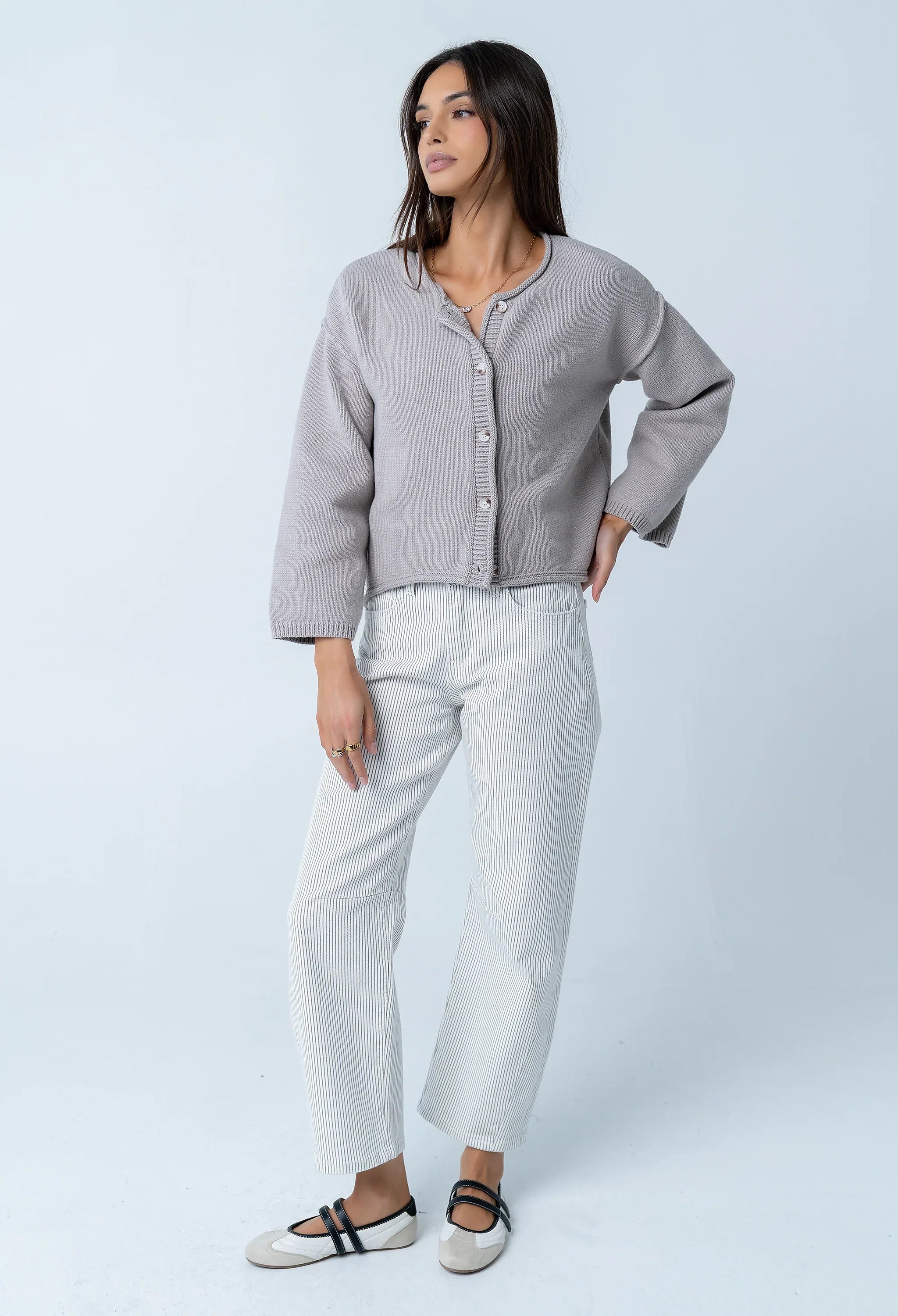 Carlie Knit Cardigan in Taupe