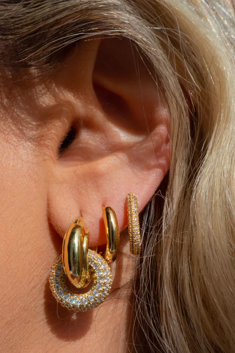 LUV AJ Pave Interlock Hoops