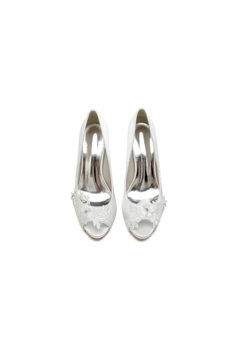 Open Point Toe Wedding Shoes with Lace