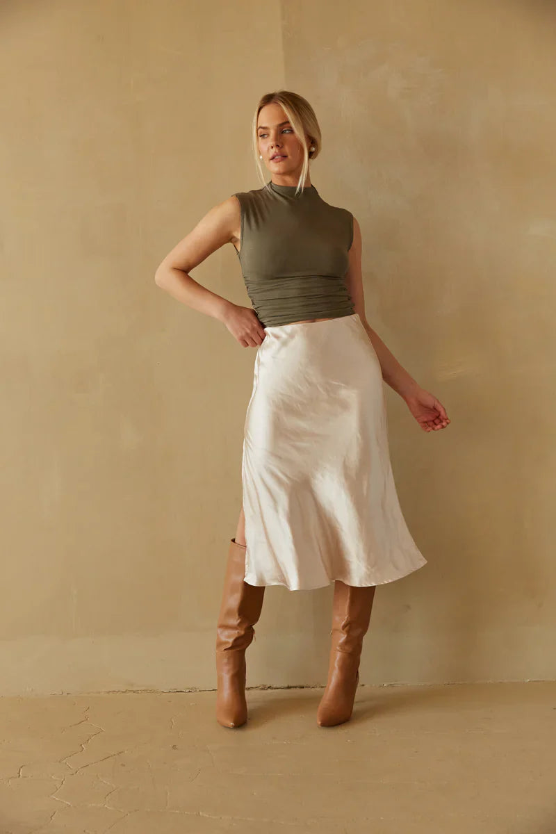 Taylor Ruched High Neck Tank Top