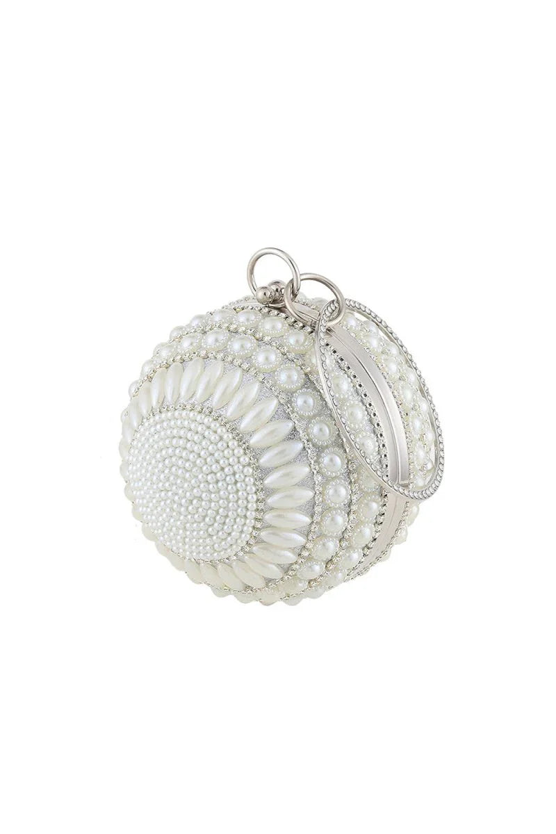 Womens Round Beaded Evening Clutch Bag