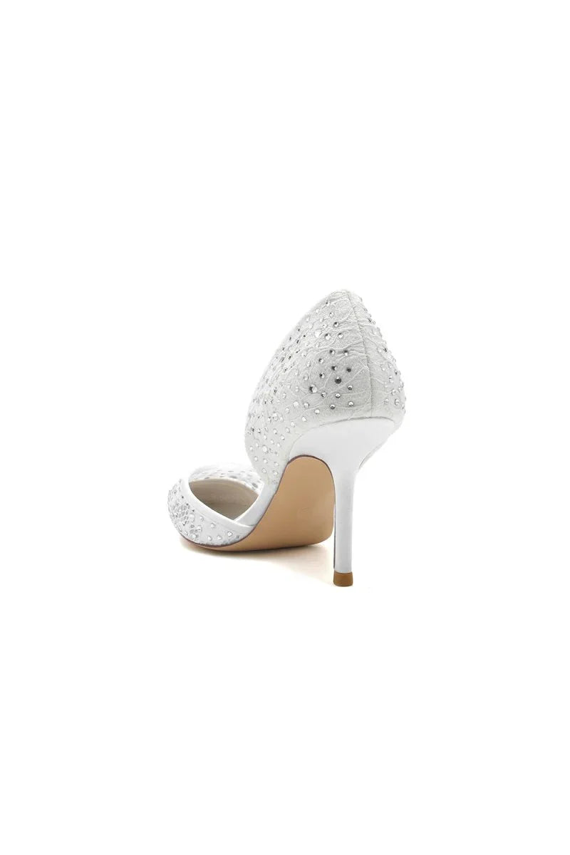 Pointed Toe Beaded Lace Wedding Stiletto Heels