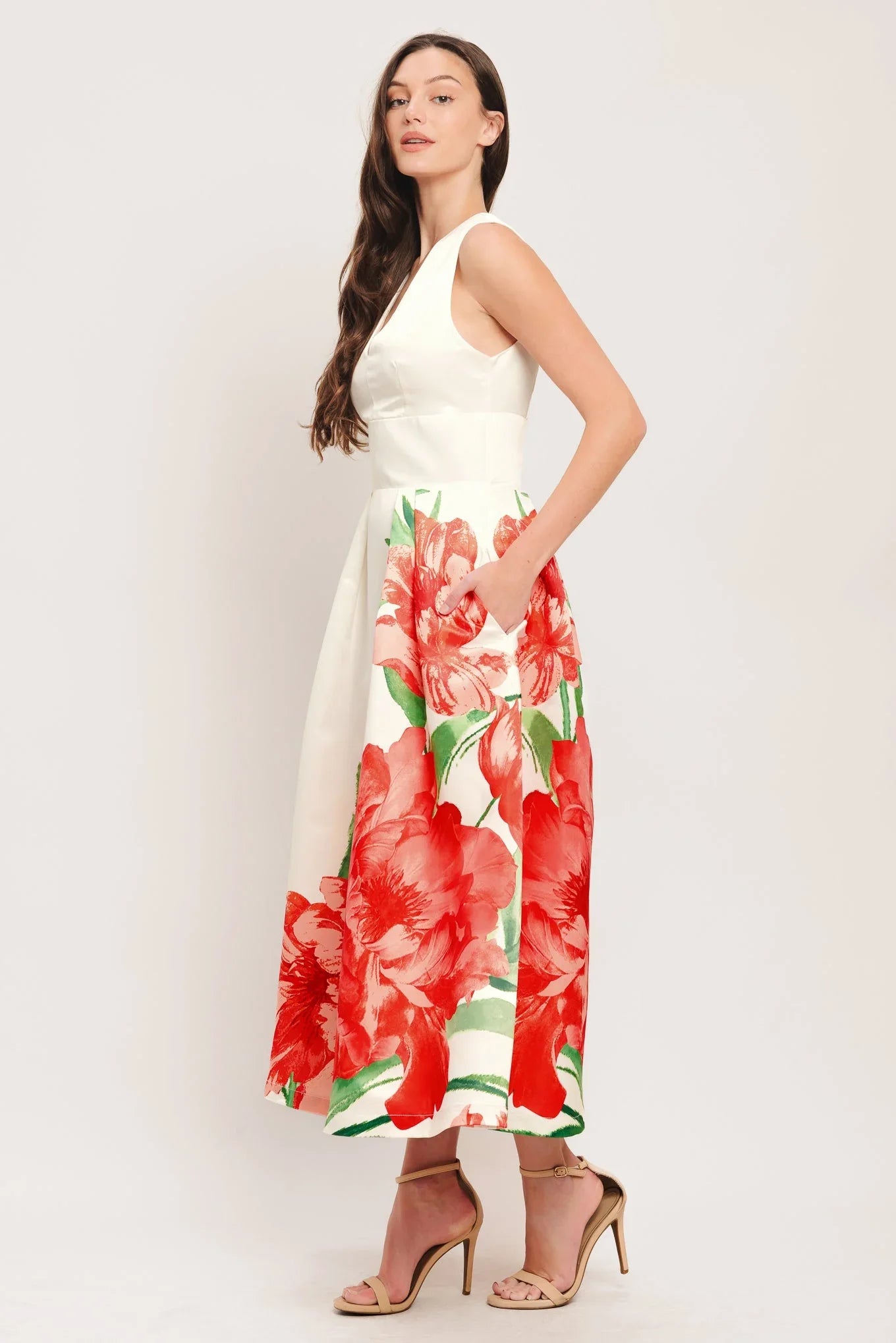 ROMANCE EDIT IVORY MIDI DRESS