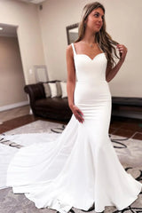 Long Chiffon Boho Wedding Dress Sweetheart Backless