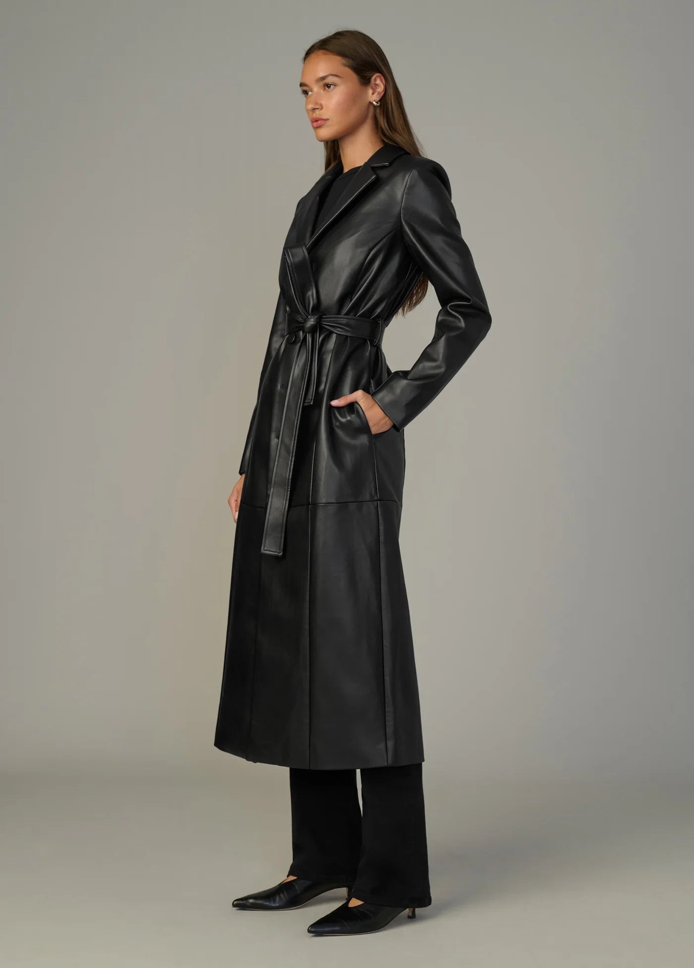 THE VEGAN LEATHER LONG COAT