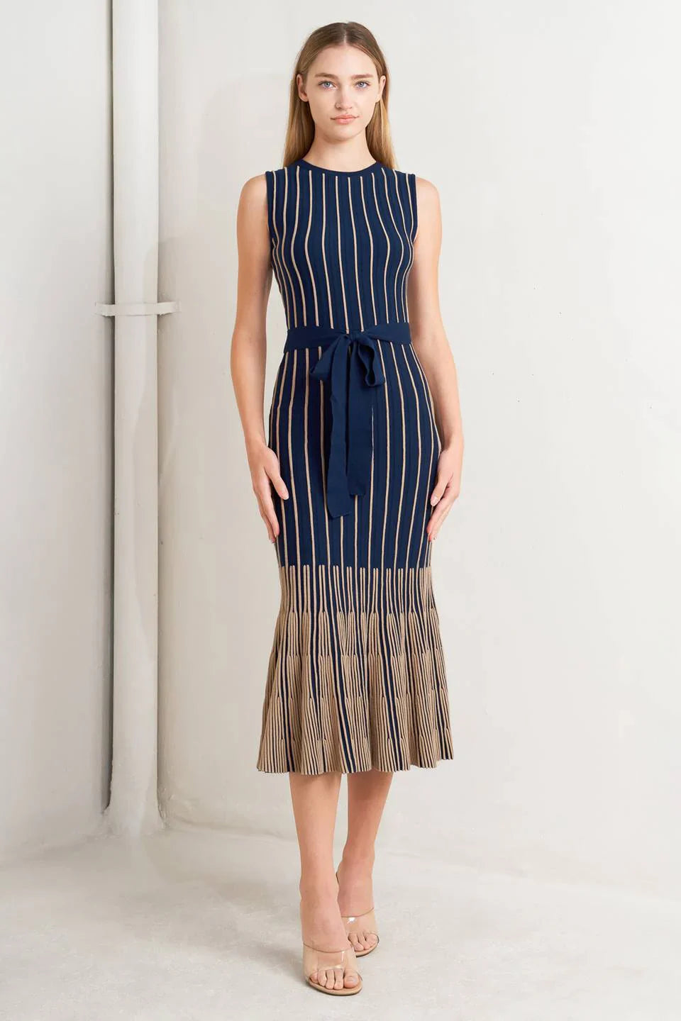 SWEATER KNIT NAVY MERMAID MIDI DRESS