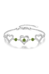 Silver Love Heart Link Birthstone Bracelets