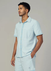 REVERSE CHAMBRAY CAMP SHIRT