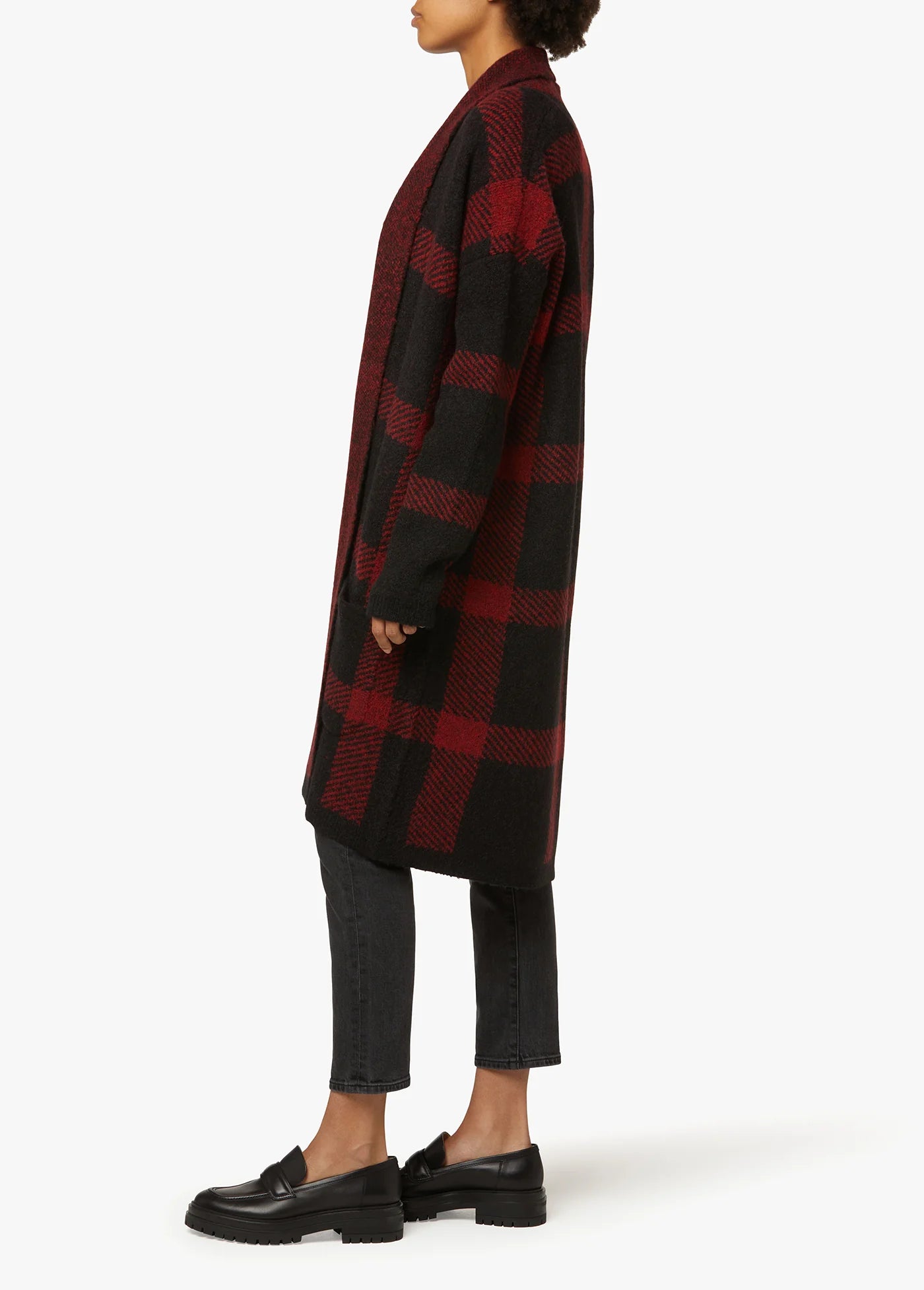 SOLANGE INTARSIA PLAID CARDIGAN