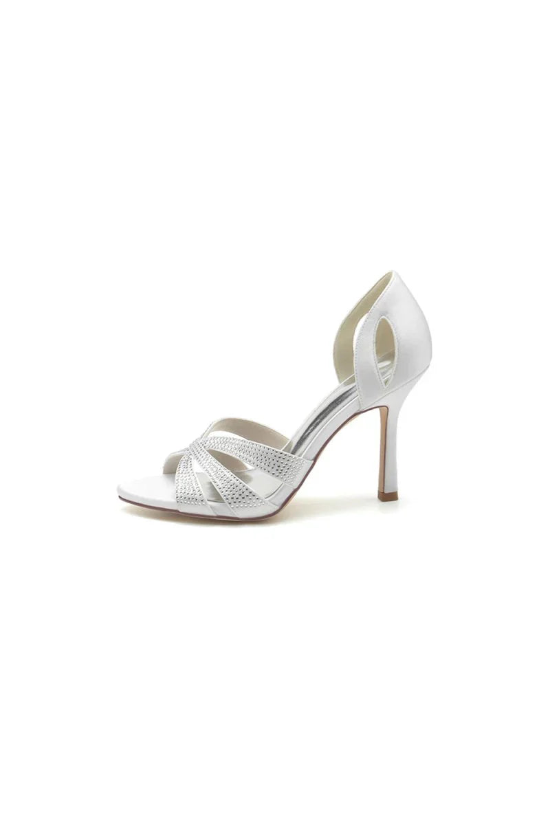 Sexy Open Toe Hollow Out Wedding Shoes With Rhinestone