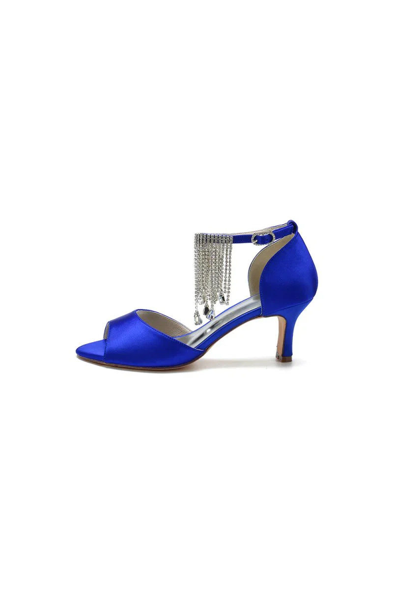 Cocktail Open Toe Tassel Strap Chunky Heels