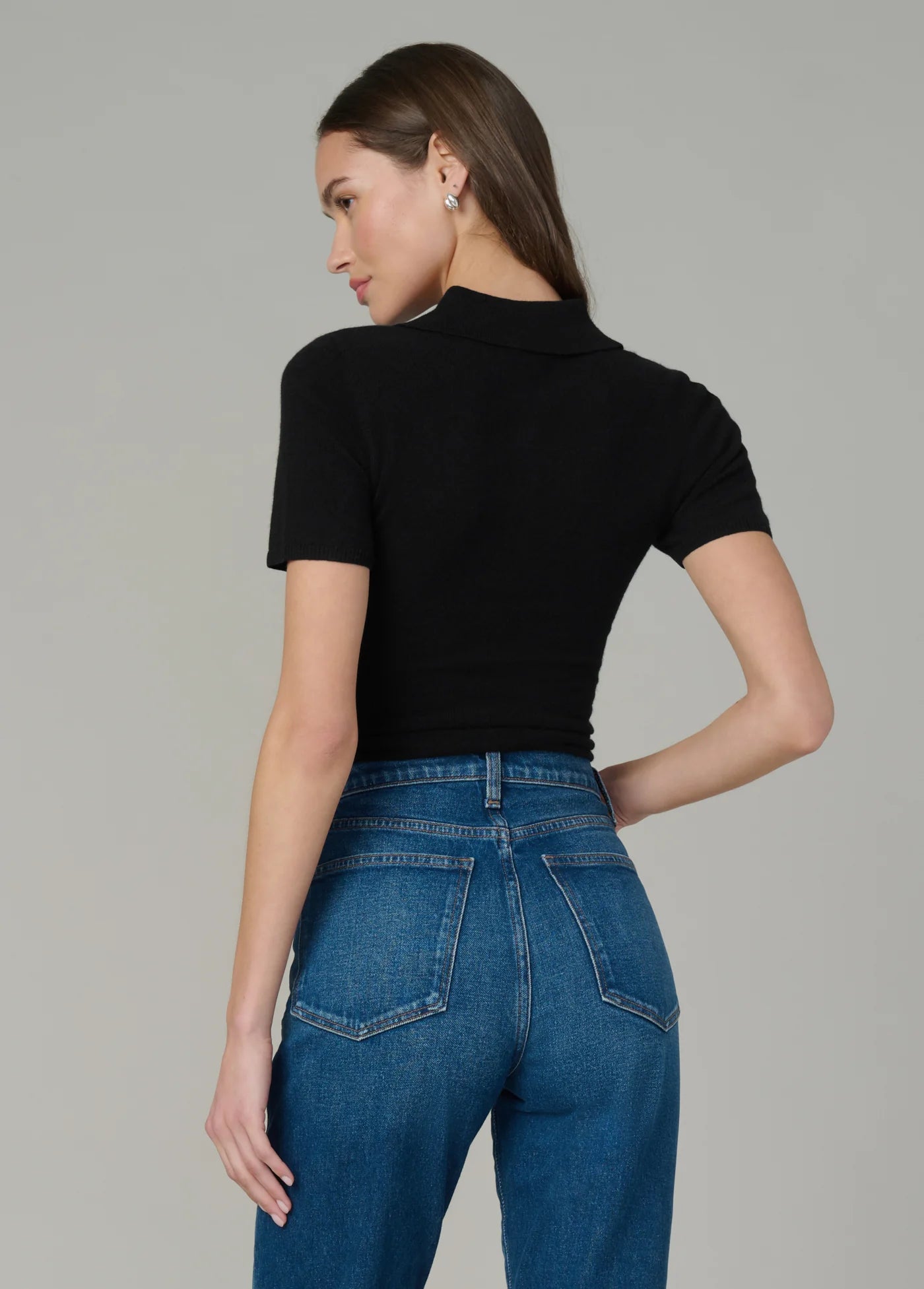 THE CASHMERE SHORT SLEEVE POLO SWEATER