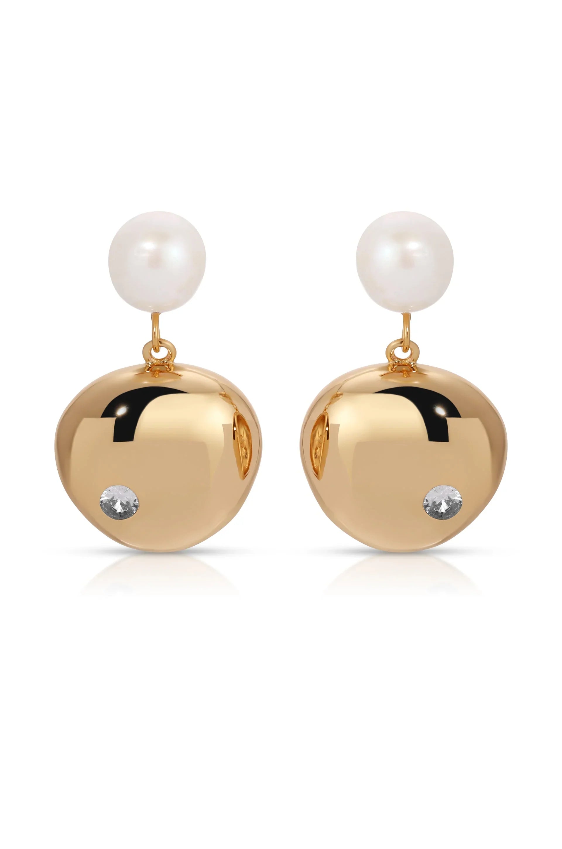 Large Pebble and Pearl Dangle Earrings