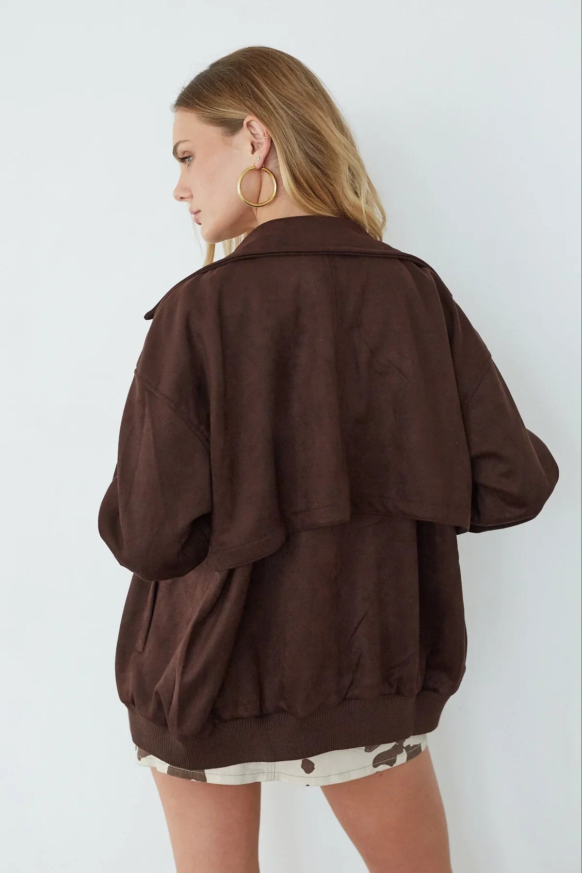 Cassie Suede Bomber Jacket