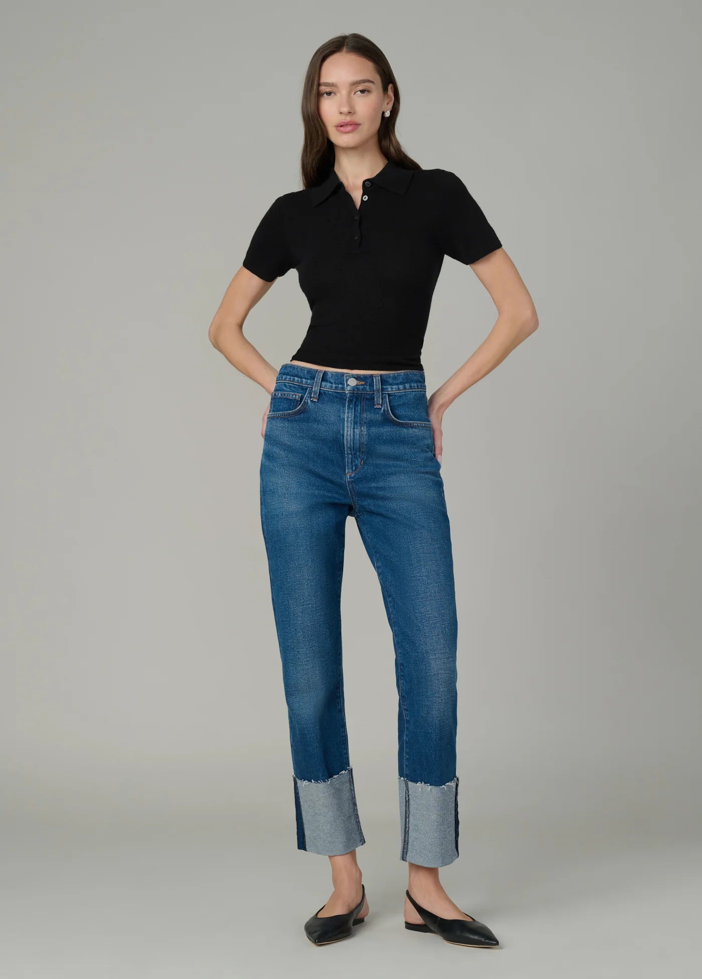 THE CASHMERE SHORT SLEEVE POLO SWEATER