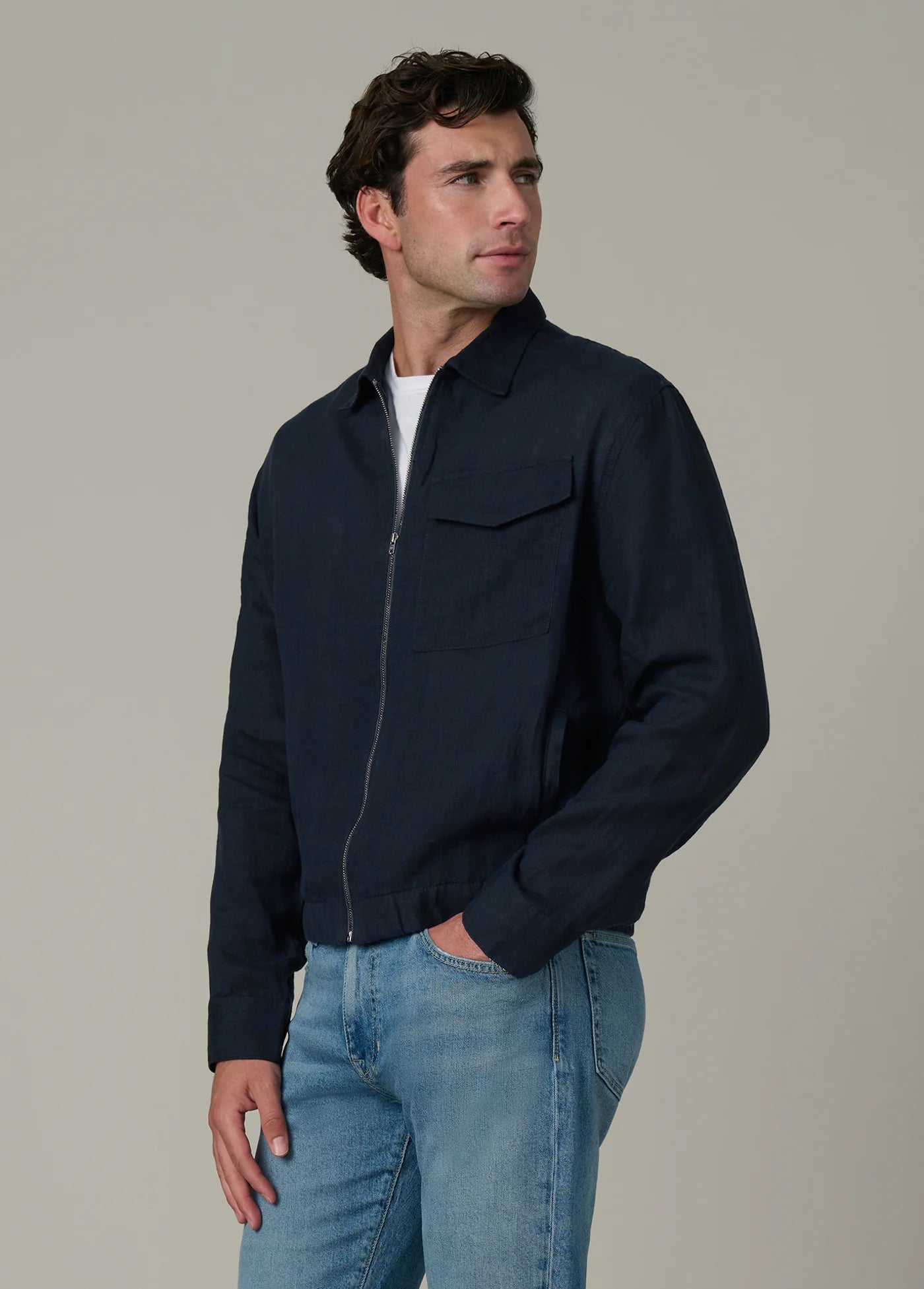LINEN ZIP JACKET