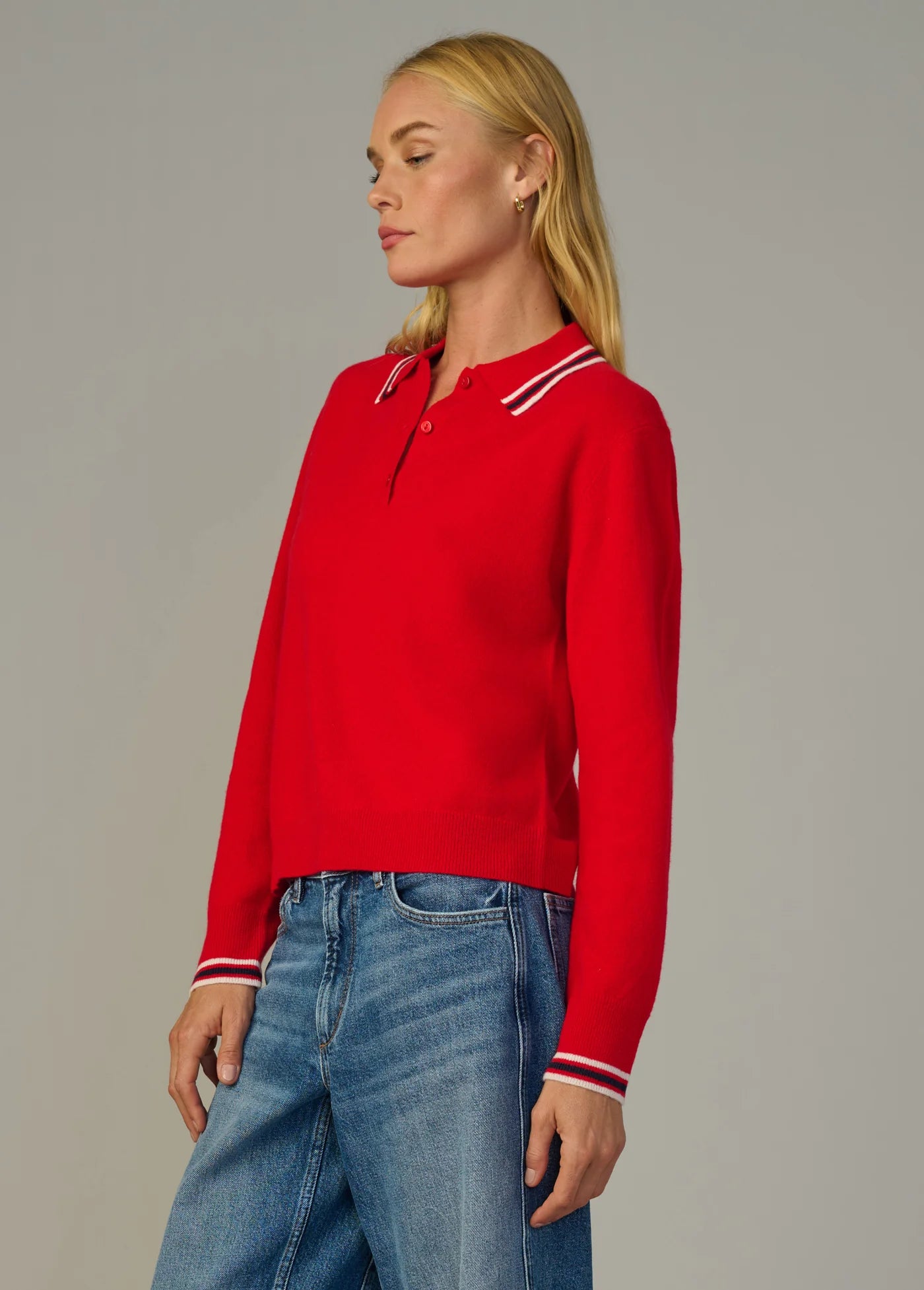 THE LONG SLEEVE CASHMERE POLO