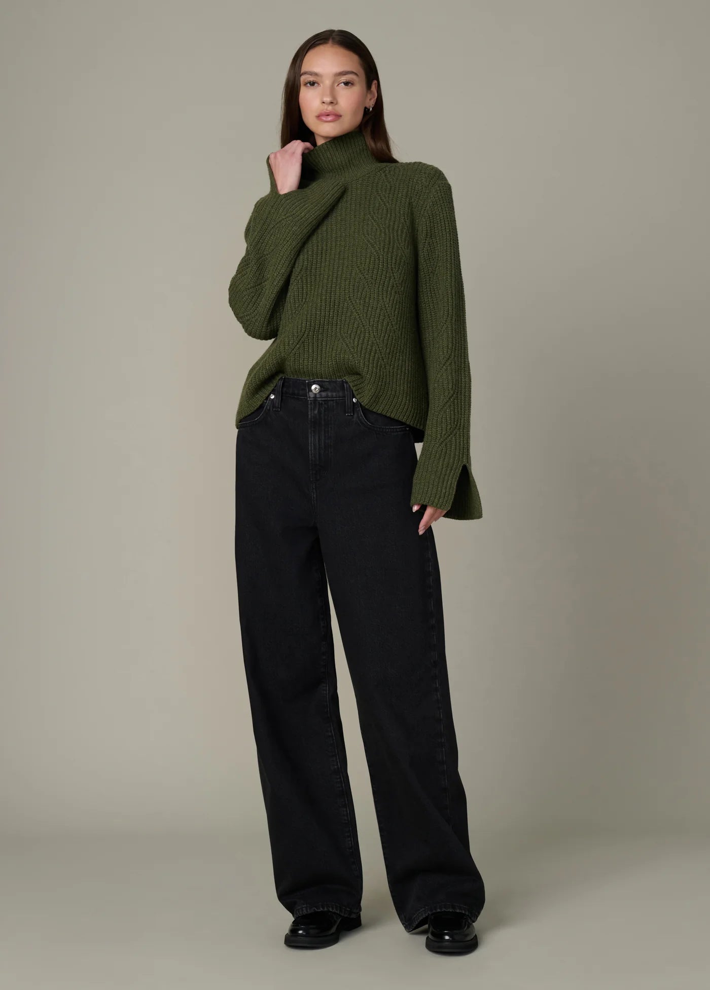 THE ELLA CABLE KNIT FUNNEL NECK SWEATER
