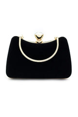 Graceful Black Rhinestone Handle Clutch Bag