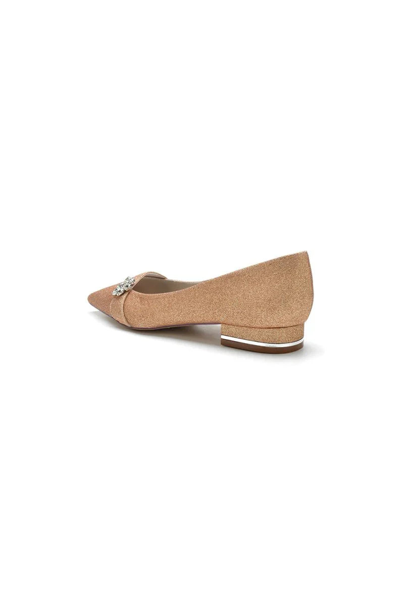 Crystal Flower Sequin Pointed Toe Flats