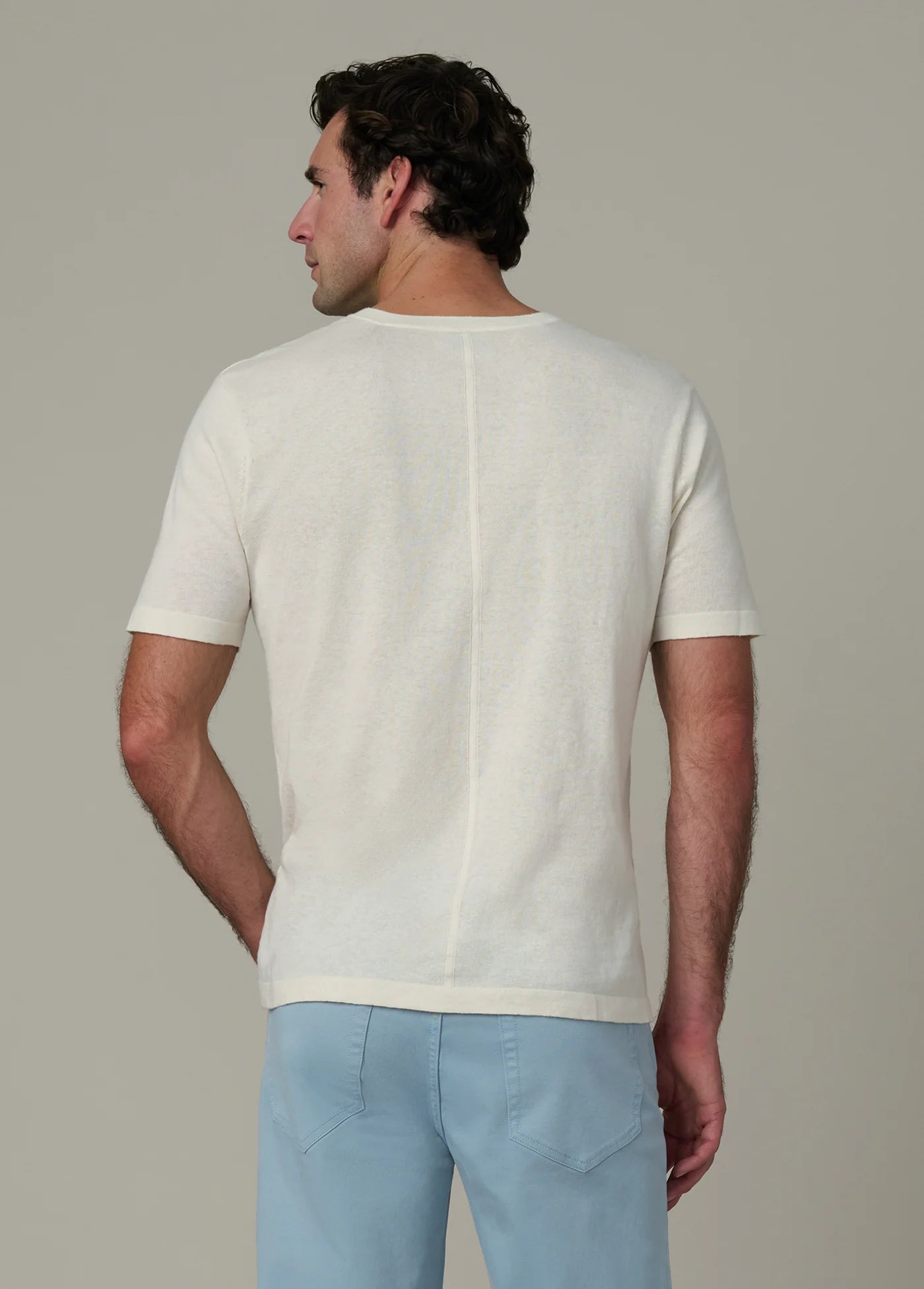 SHORT SLEEVE LINEN COTTON HENLEY