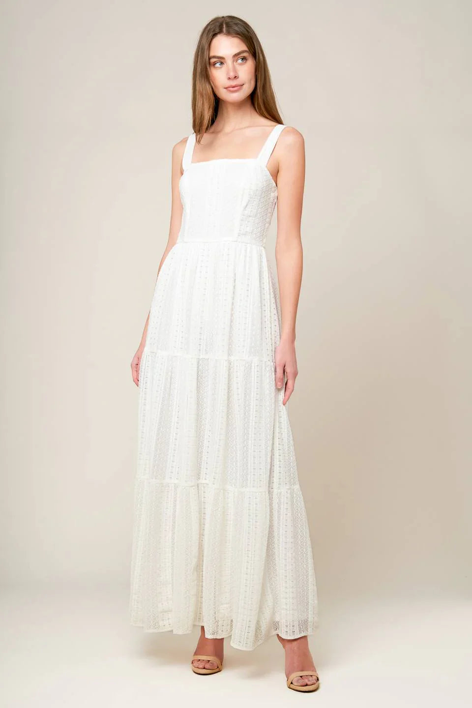 AFTER THE RAIN WHITE LACE MAXI DRESS FINAL SALE