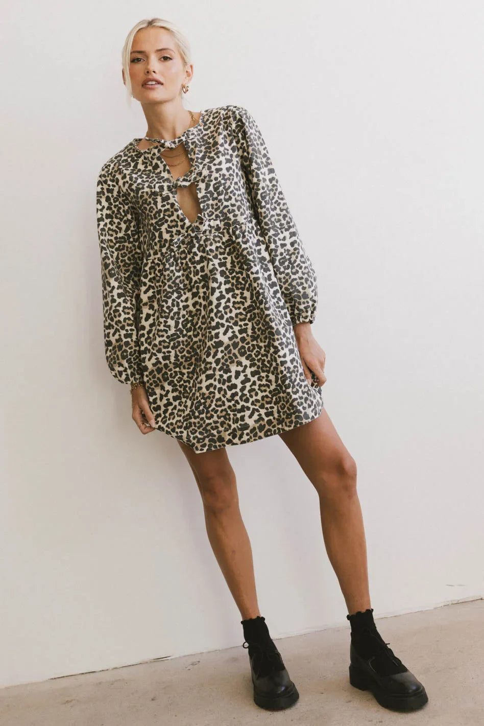 Tyler Peplum Mini Dress in Leopard FINAL SALE